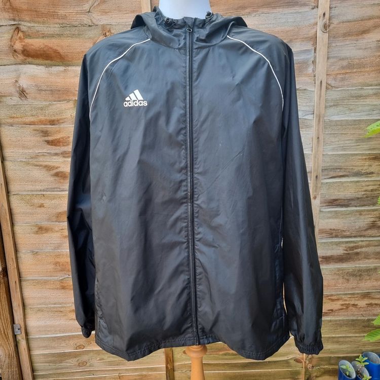 Adidas Men's Size XL Long Sleeve Black Hooded Windbreaker Jacket
