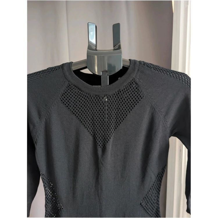 Immagine di Blue Vanilla Black Mesh Panel Knit Bodycon Dress 3