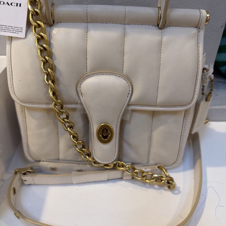 Coach Mini Willis Top Handle 18 Crossbody Bag Chalk Special Edition Quilted BNWT image 1