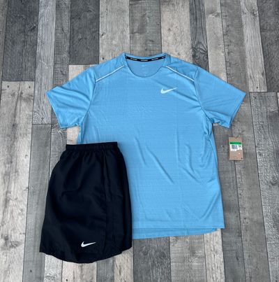 Nike Dri-Fit Miler T-shirt & Short Set - ‘Aquarius Blue’ - Size XL