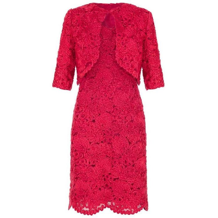 Dolce & Gabbana 1960s French Couture Red Wool Applique Dress Suit product image