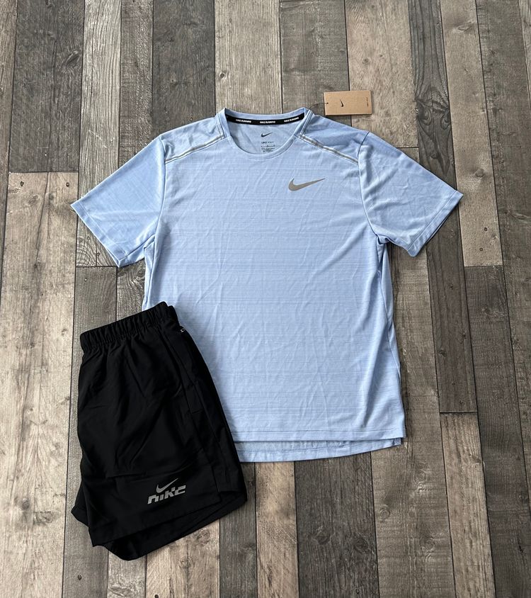 Nike Dri-Fit Miler T-shirt & Short Set ‘Cobalt Bliss’ - Size Large (Fits Small) ASIA EXCLUSIVE 