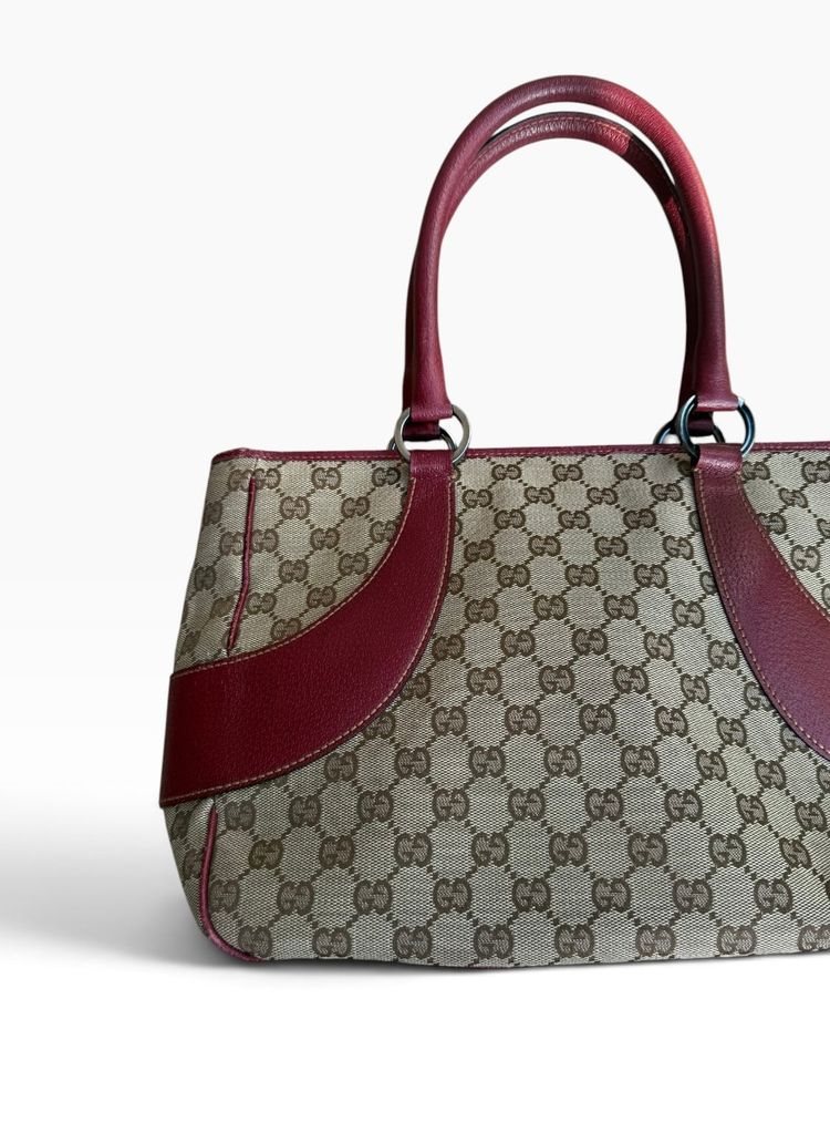 Gucci Monogram Burgundy Tote Bag imagen 13