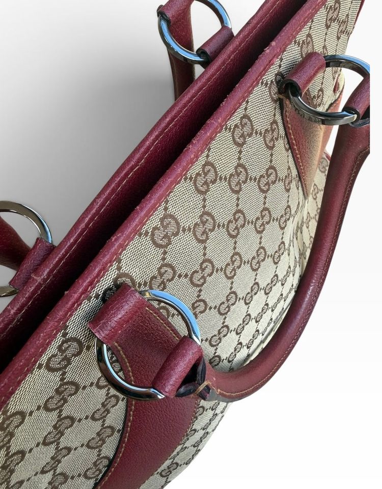 Gucci Monogram Burgundy Tote Bag imagen 6