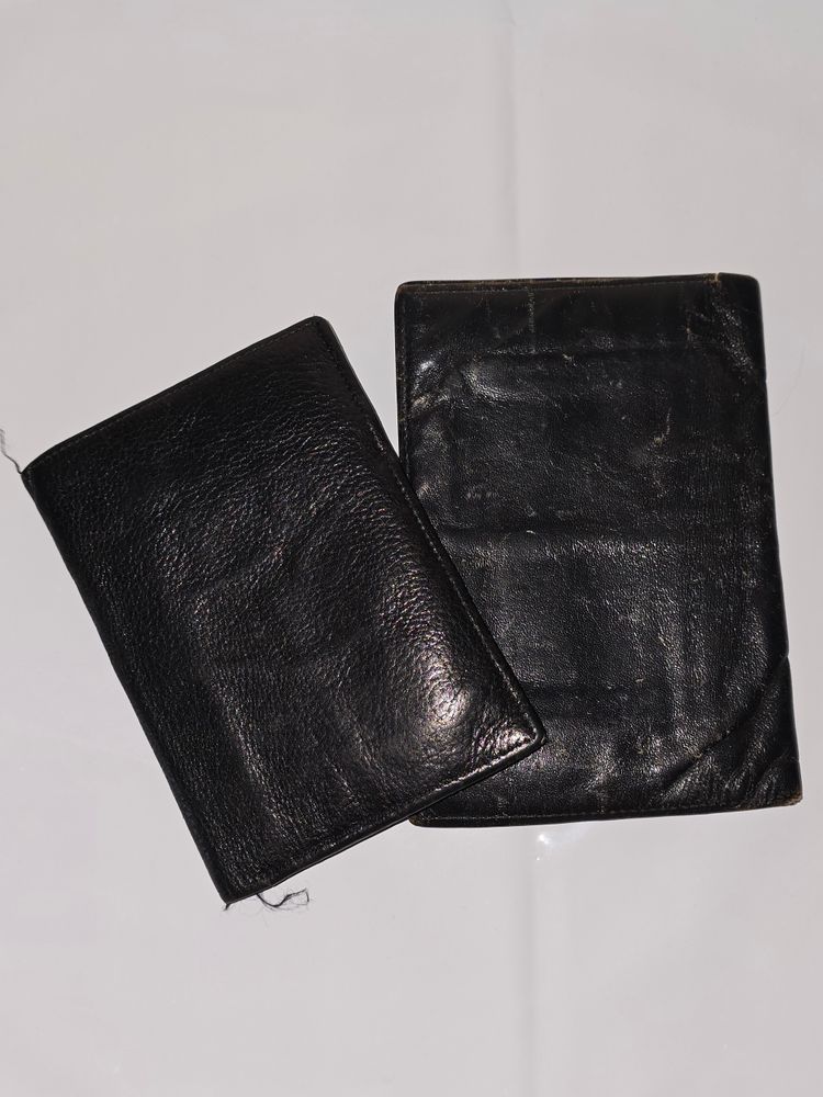 2x Black Leather Wallets 