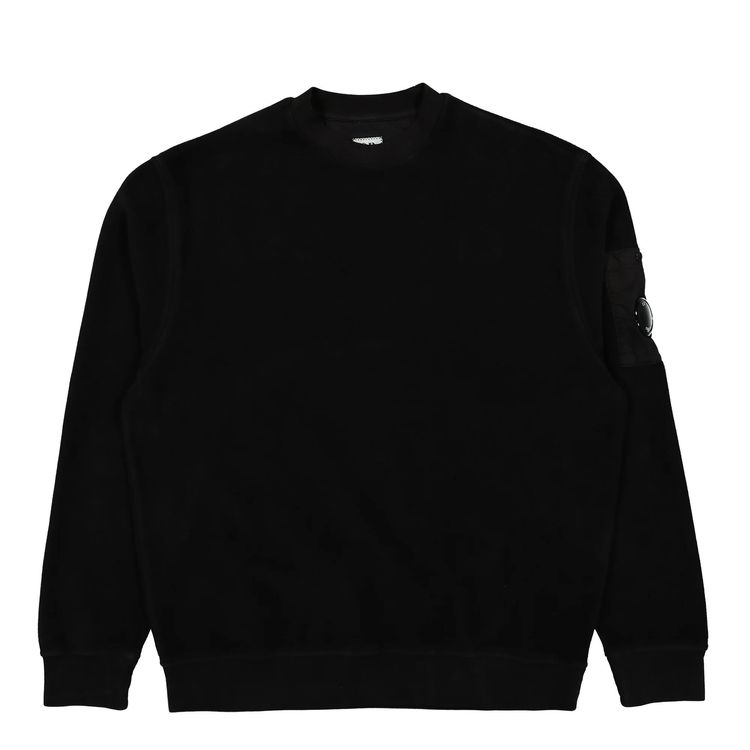 black sweatshirt with sleeve lens detail