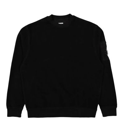 black sweatshirt with sleeve lens detail