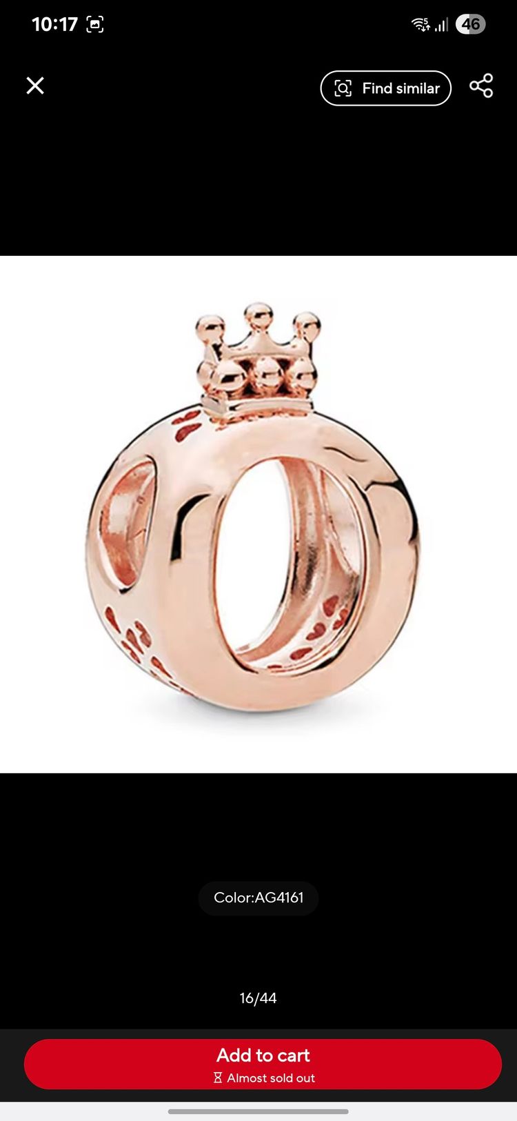 Rose Gold Charm With Crown Detail