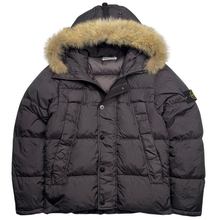 A/W 14 Stone Island Crinkle Reps NY Down Fur Hood Puffer Jacket - Black