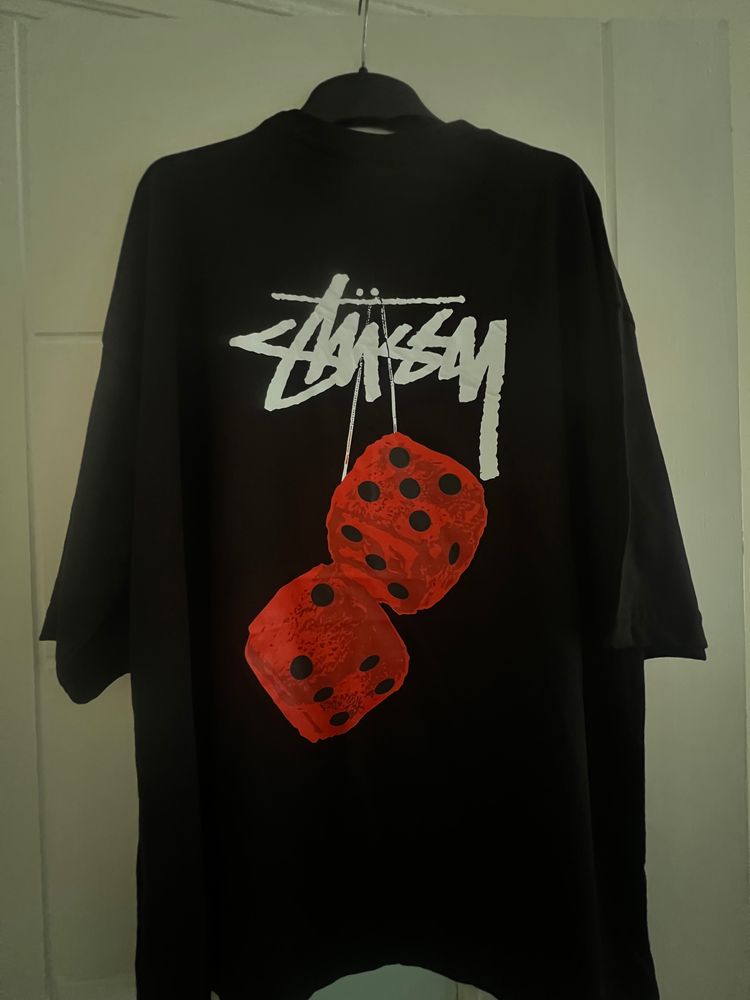 Stussy Black T-Shirt With Dice Graphic