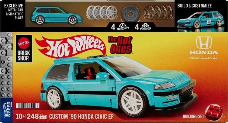 Mattel Hot Wheels Brick Shop Honda Civic EF Building Set - 248 Piece