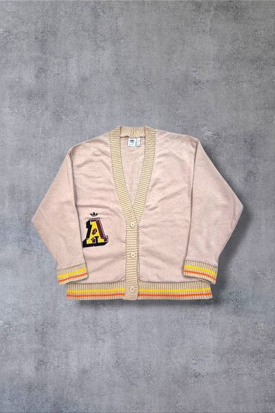 Beige Cardigan With Letter Patch