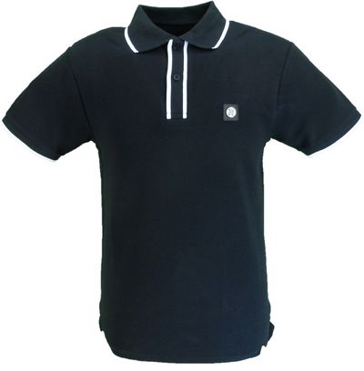 Trojan Mens Black Ottoman Rib Tipped Polo Shirt