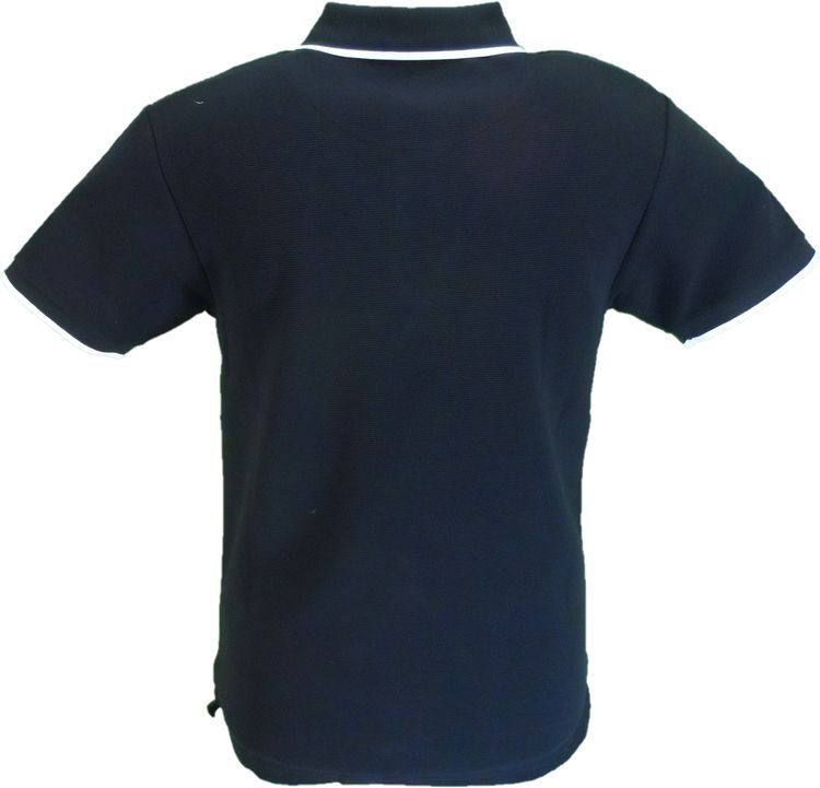 Trojan Mens Black Ottoman Rib Tipped Polo Shirt image 3