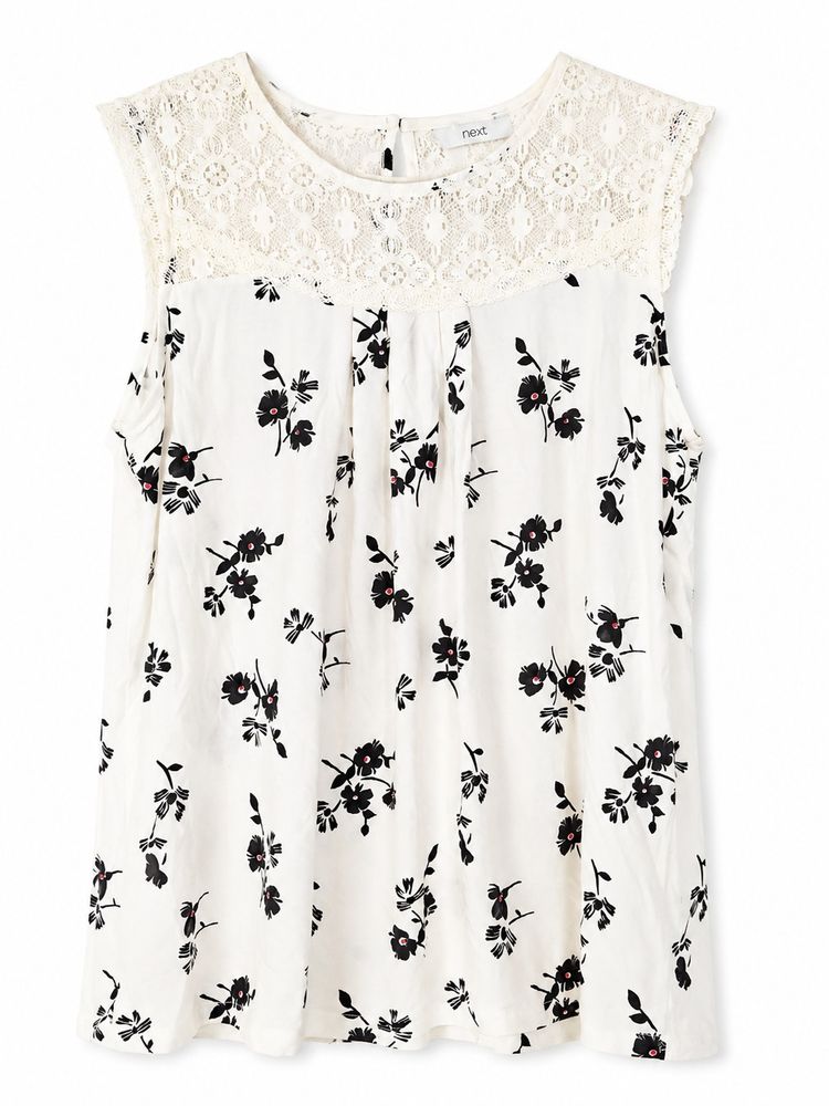 Next Next Sleeveless Floral Top With Lace Yoke product image