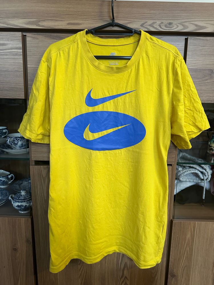 Nike Yellow T-Shirt With Blue Swoosh Logos