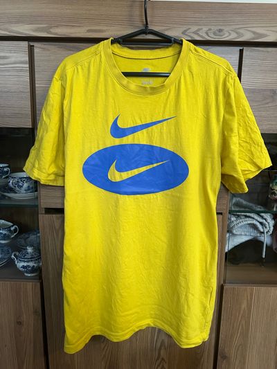 Nike Yellow T-Shirt With Blue Swoosh Logos