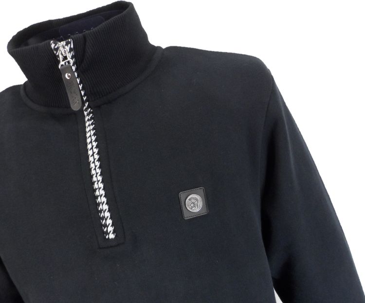 Trojan Mens Black Quarter Zip Trim Sweat Shirt imagen 2