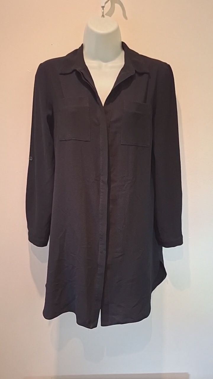 F&F Black Sheer Shirt Dress Size 12 image 1