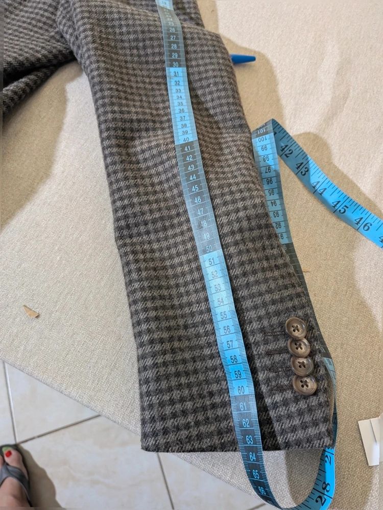 Blazer Uomo Fusaro Napoli Sartoriale 100% Lana Pied de poule marrone Grigio 52 9