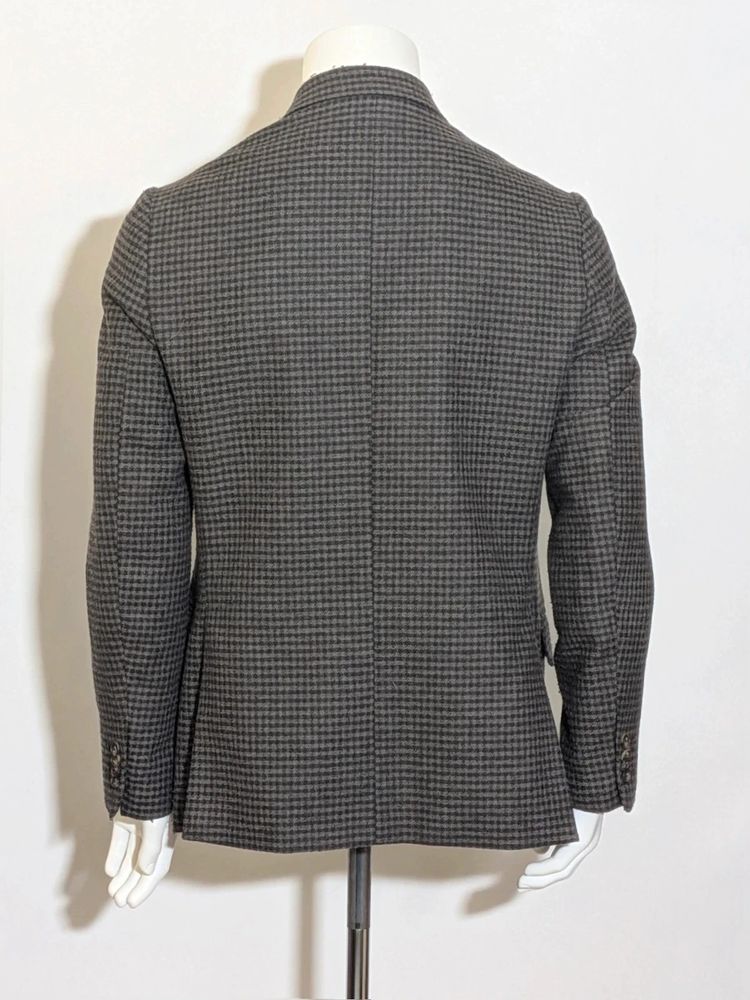 Blazer Uomo Fusaro Napoli Sartoriale 100% Lana Pied de poule marrone Grigio 52 2
