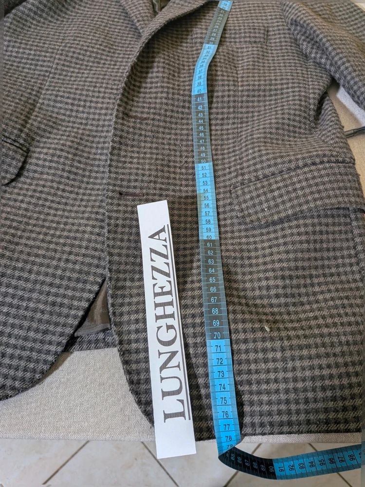 Blazer Uomo Fusaro Napoli Sartoriale 100% Lana Pied de poule marrone Grigio 52 10