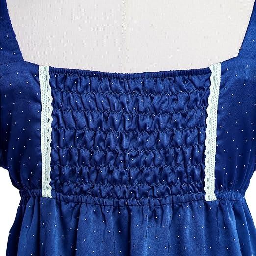 Blue Dress With White Polka Dots And Lace Trim imagen 1