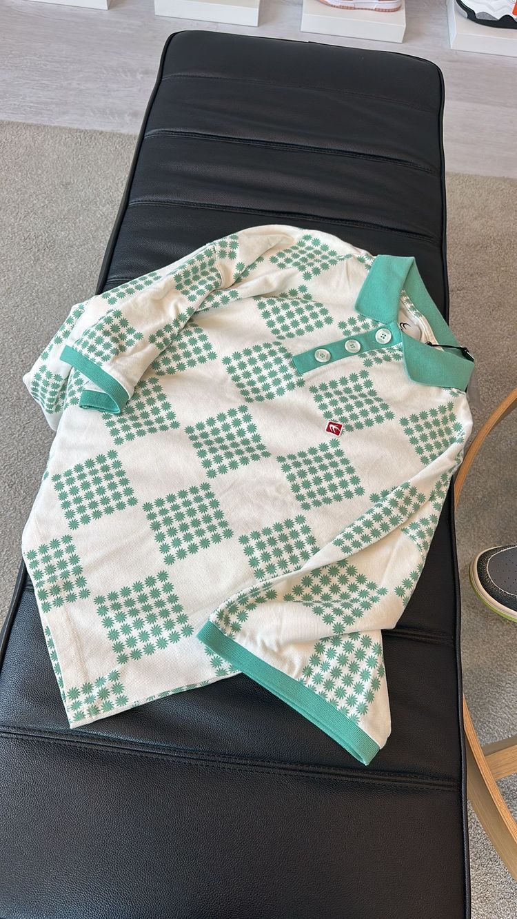 Green And White Checkered Polo Shirt