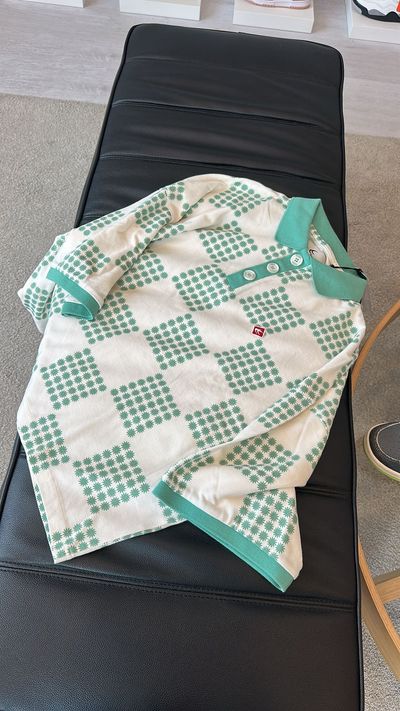 Green And White Checkered Polo Shirt