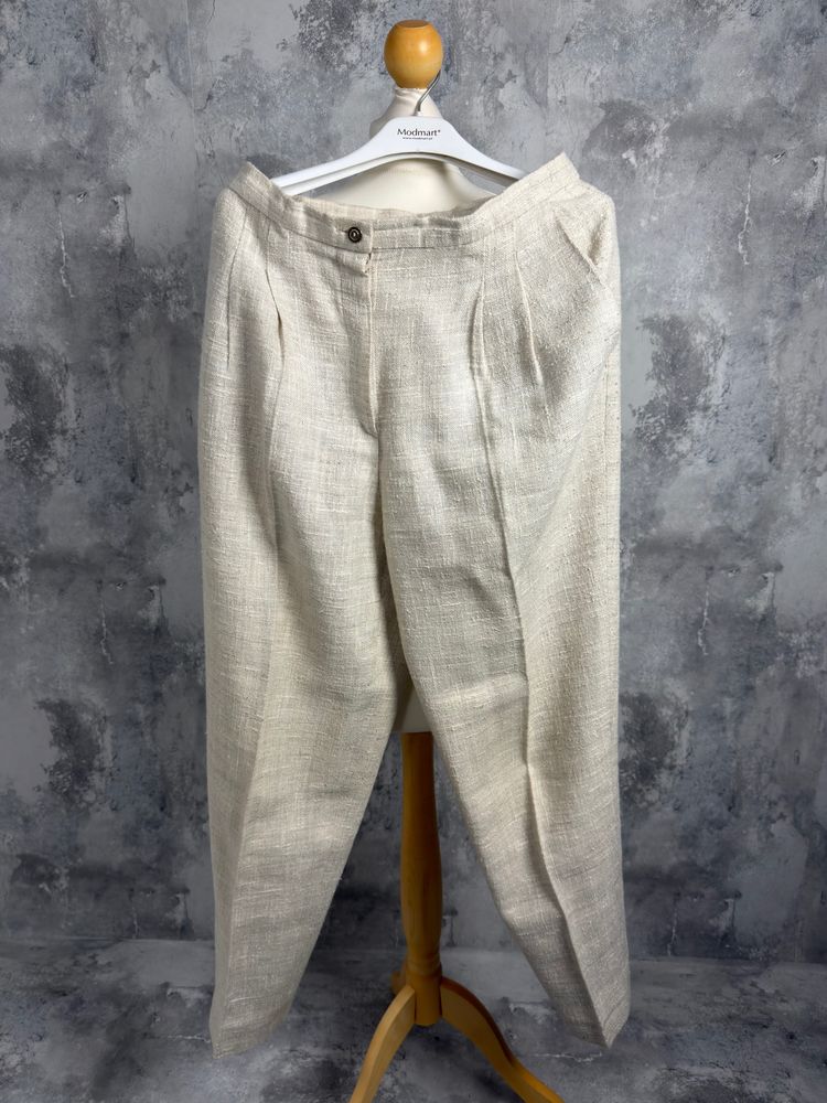 Cream 100% Len Cream Textured Trousers product image