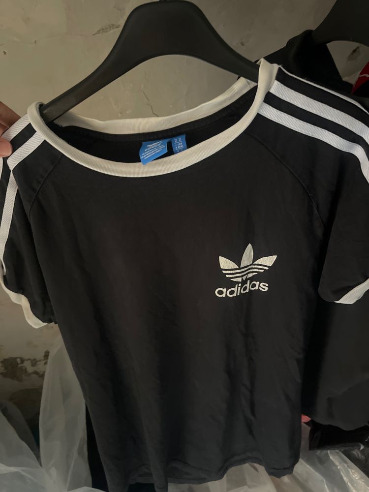 Adidas Black T-Shirt With White Stripes