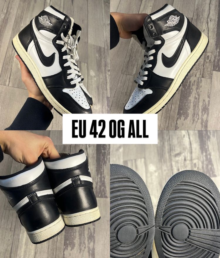 JORDAN 1 BLACK AND WHITE '85 - 42 OG ALL