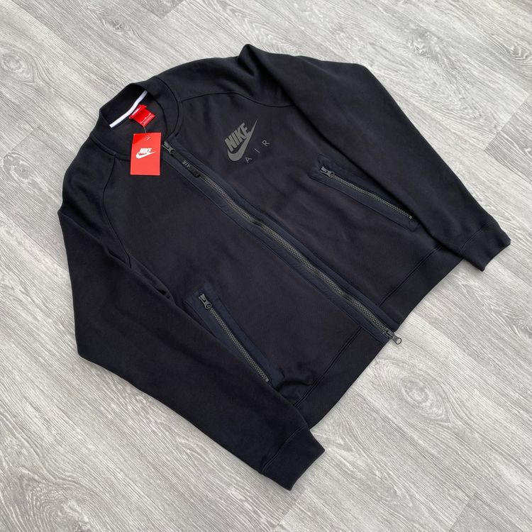 Nike Air Max Hybrid Zip Fleece Bomber Varsity Jacket - Black [807259-010]