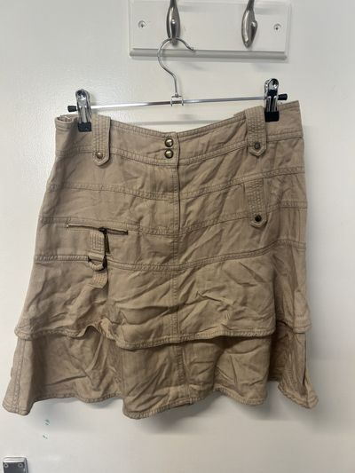 vintage 00s karen millen beige linen frill cargo mini skirt