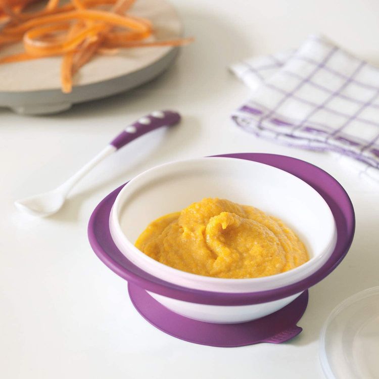 NUK Learn to Eat Training Set Sippy Cup with Feeding Bowl and Spoons Purple image 4