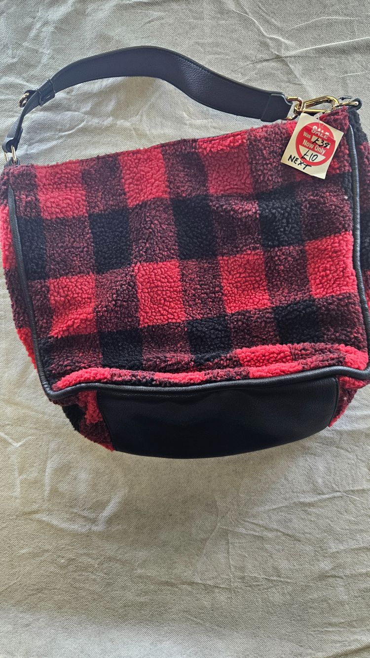 Red And Black Checkered Shoulder Bag