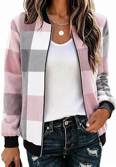 Other Pink And Gray Checkered Zip-Up Jacket product image