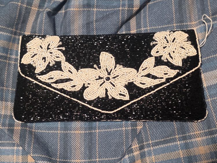 Jacques Vert Black Beaded Clutch Bag shoulder strap included Brand new 