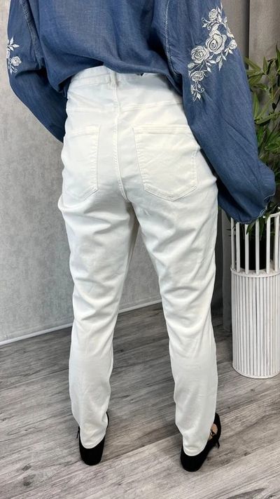 Białe jeansy skinny casualowe z wysokim stanem rozmiar 52 24 plus size 3