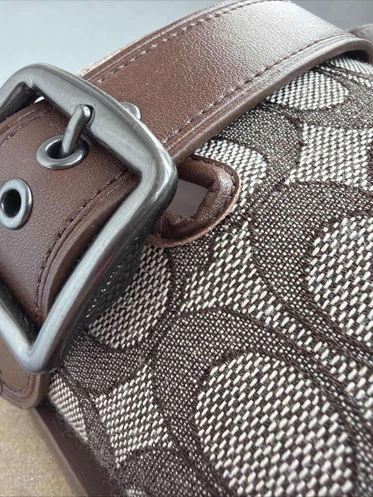 COACH Mens Archival Buckle Clog In Signature Jacquard Slides Oak Brown UK8.5 BN image 2