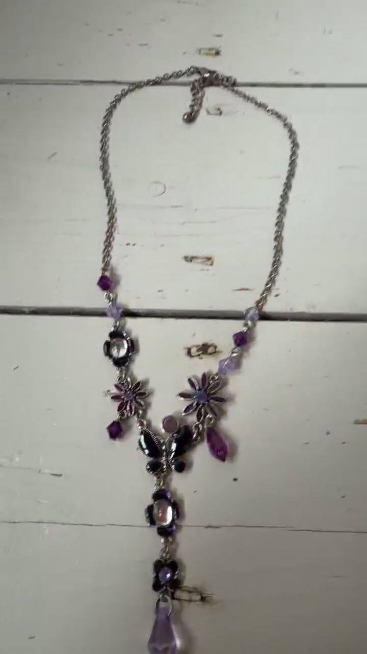 Butterfly and Flower Beaded Necklace image 1
