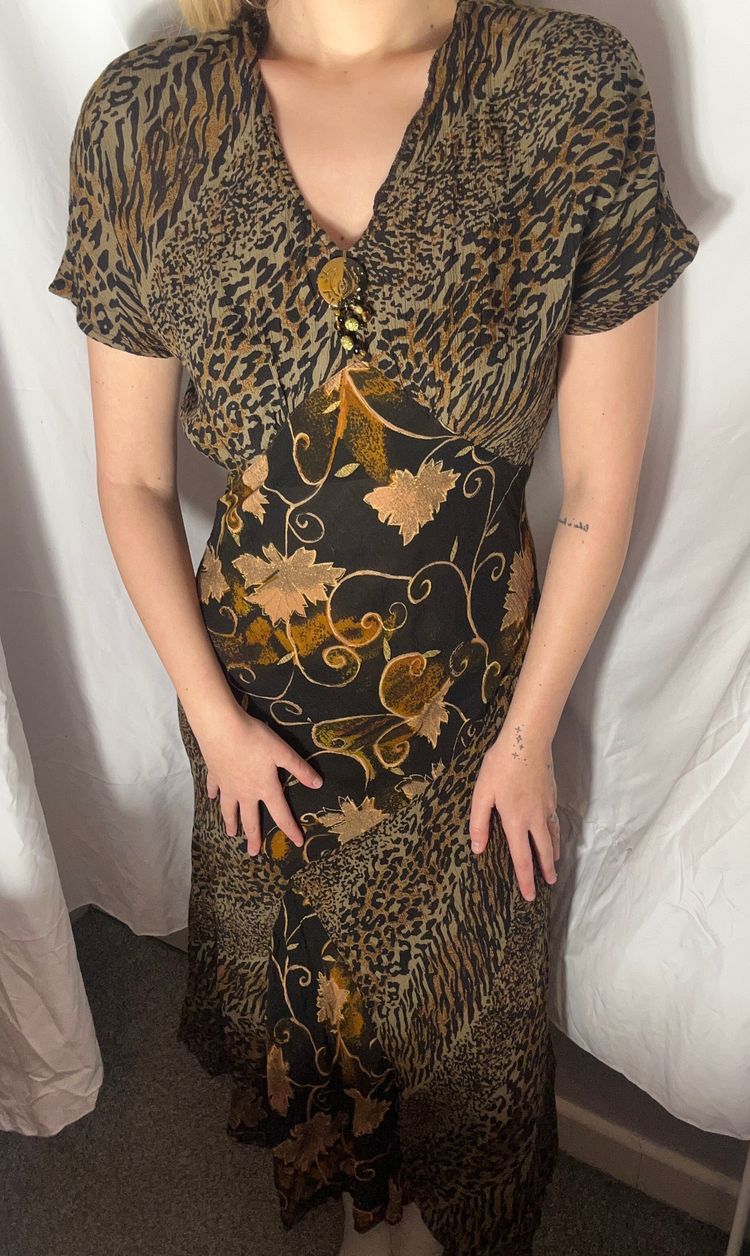 Karin Steven’s Animal Print Mixed Pattern Dress