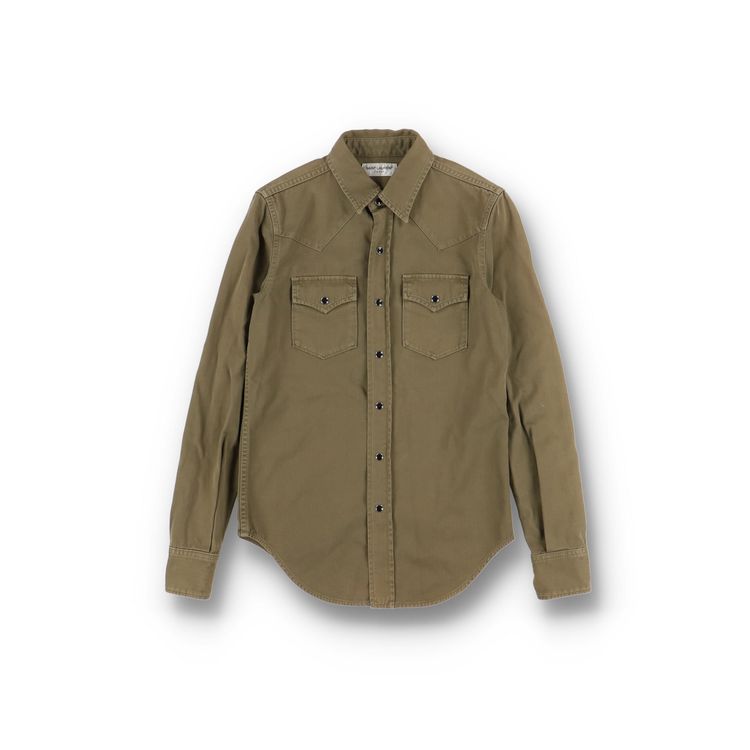 Saint Laurent Paris Khaki Classic Western Yoke Denim Shirt