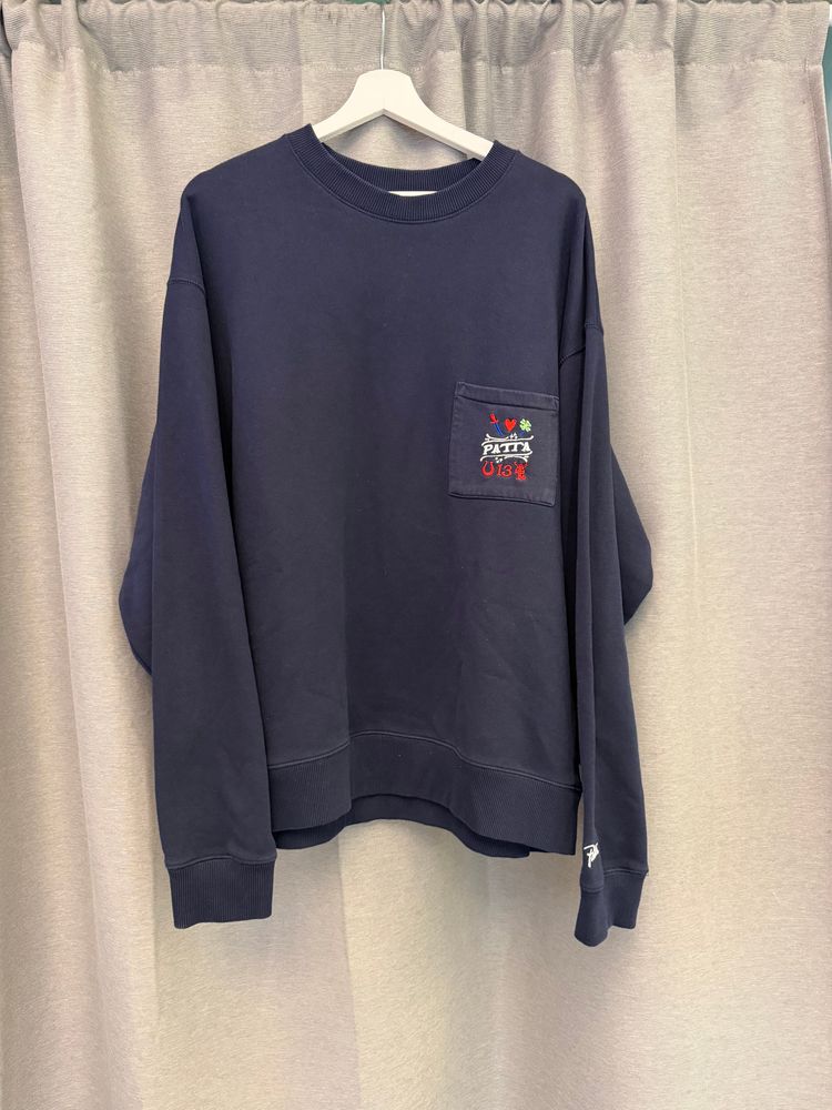 Patta Navy Crewneck With Pocket Logo