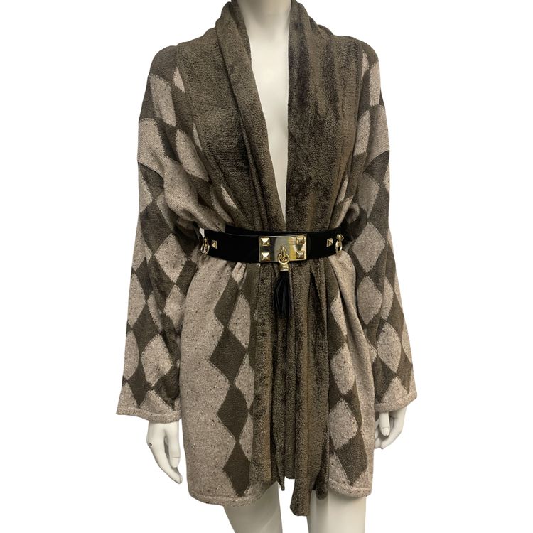 Lanabu Vintage Valentino vintage cardigan waterfall long-line diamond pattern product image