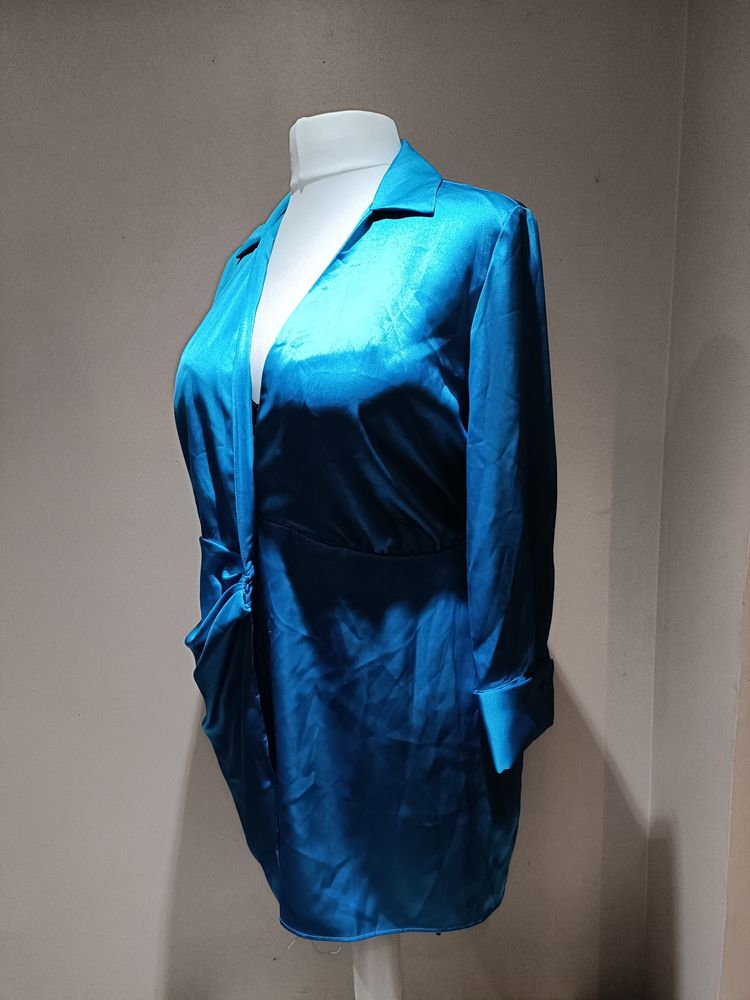 Zara Zara Blue Satin Long Sleeve Dress product image