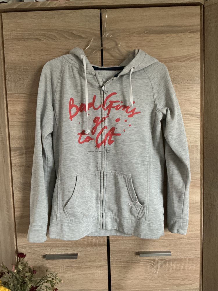 House Grey Zip-Up Hoodie With Red Text