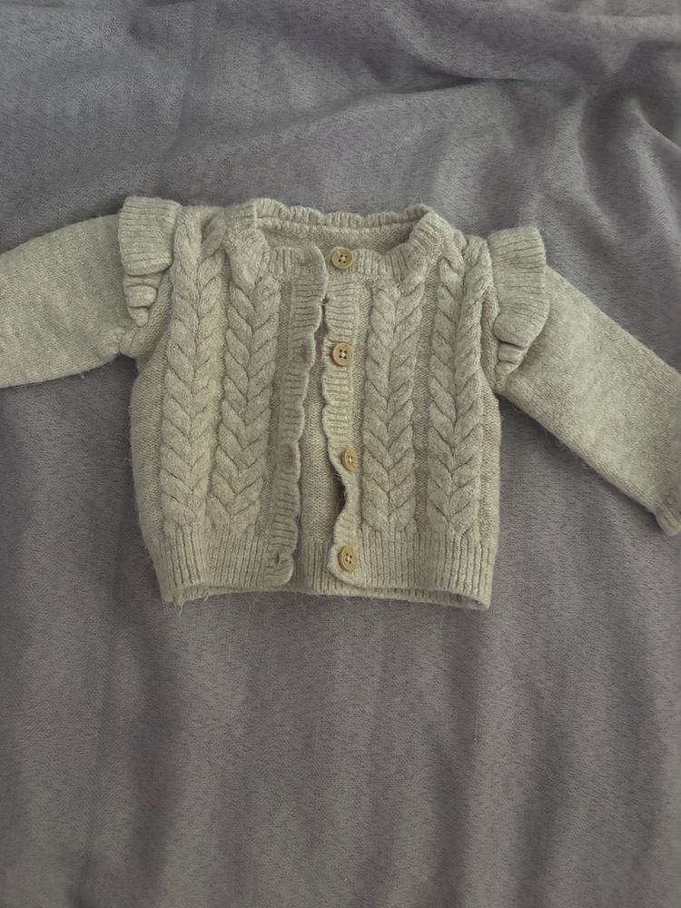 Beige Knitted Baby Cardigan imagen 1