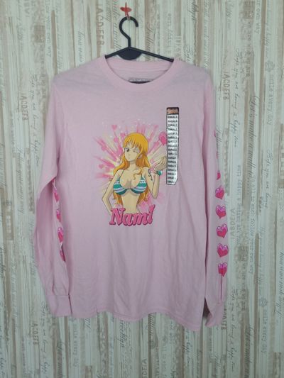 Pink Long Sleeve Shirt With Anime Character Print