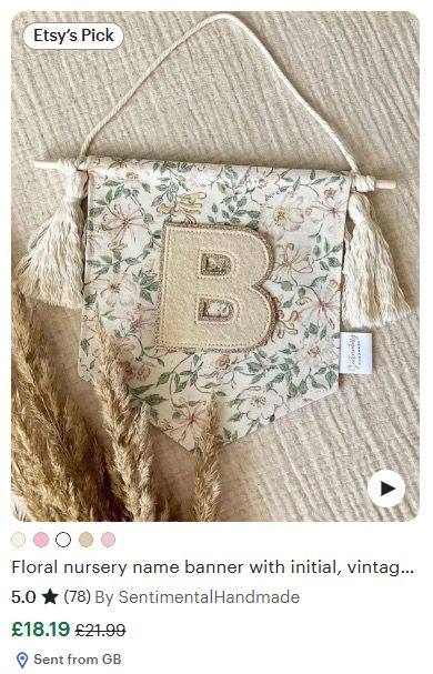 Handmade Floral Name Banner image 6